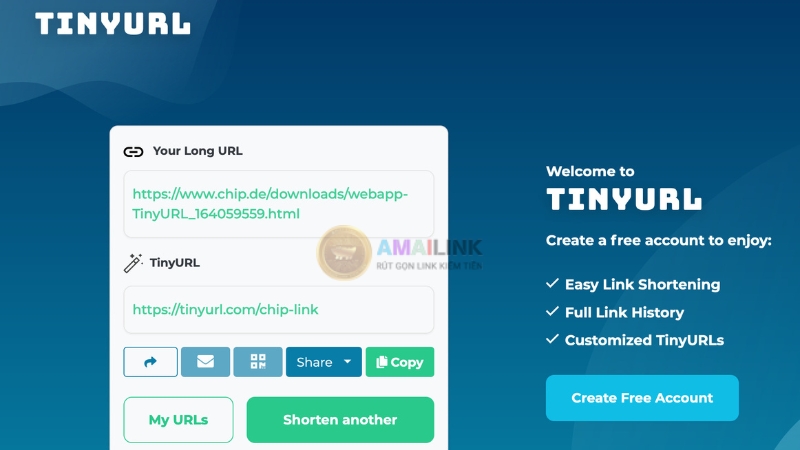 Rút gọn link với trang TinyURL