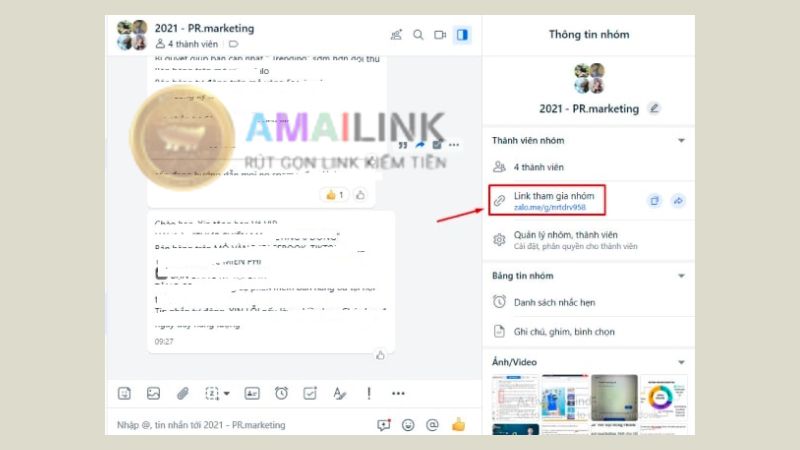 Cách lấy link nhóm zalo trên máy tính
