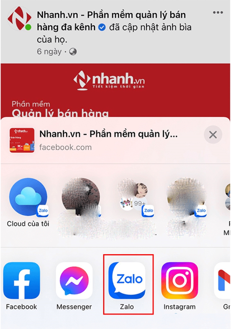 Các bước chia sẻ bài viết Facebook qua Zalo bằng điện thoại