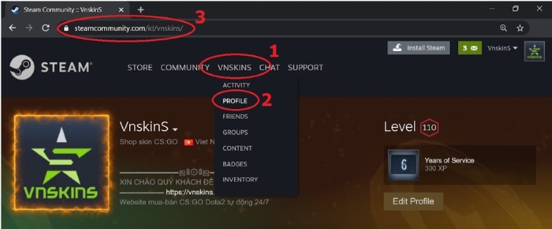 Cách lấy link steam profile trên trình duyệt Web