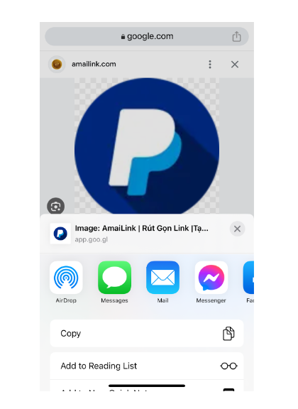 Cách copy link trên điện thoại của một ảnh trên web